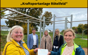 Plakettenübergabe Förderprojekt Regionalbudget 2021: "Kraftsportanlage Rötelfeld" - Welzheim